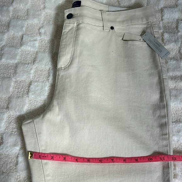 Talbots Womens High Waisted Flattering Ankle Crop Jeans Size 16 Cream Plus size - Picture 6 of 11